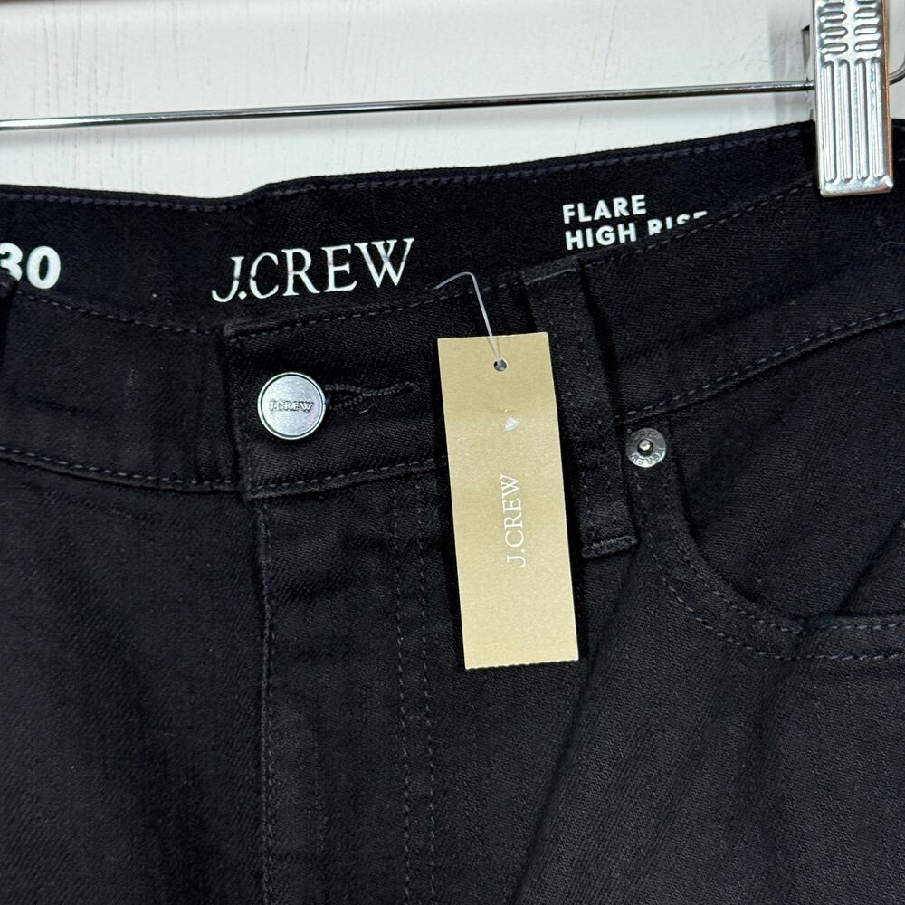 J Crew Flare High Rise Jeans NWT 30 Black Denim Semi-Stretch Business Office - Picture 9 of 11